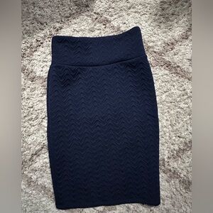 LuLaRoe Blue Ribbed Pencil Skirt Midi Work